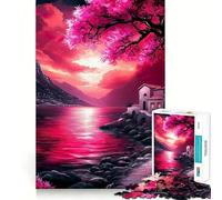 Puzzle da 1000 pezzi "Il fiume dei ciliegi in fiore" per ragazzi, gioco di logica e stimolazione mentale, passatempo rilassante, taglio preciso, regalo delizioso 38x26cm