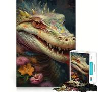 Puzzle da 1000 pezzi "Il forte coccodrillo" per ragazzi, stimola la memoria, rilassante e divertente, con un design accattivante e una piacevole sorpresa 38x26cm