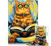 Puzzle da 1000 pezzi Il gatto ama i libri per adulti, esercizio mentale, piacevole svago, chiusura a incastro, (38x26cm)