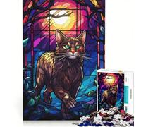 Puzzle da 1000 pezzi Il gatto d'Angora nella notte selvaggia decorazione da parete regalo di compleanno compleanno e Natale 50x75cm