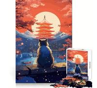 Puzzle da 1000 pezzi "Il Gatto della Notte di Luna" 38x26cm per adolescenti, gioco rompicapo per la casa, attività di alta qualità, articolo regalo di Babbo Natale