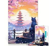 Puzzle da 1000 pezzi "Il Gatto della Notte di Luna" 38x26cm per adolescenti, gioco rompicapo per la casa, attività di alta qualità, articolo regalo di Babbo Natale