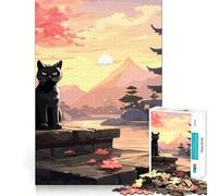 Puzzle da 1000 pezzi "Il Gatto della Notte di Luna" 38x26cm per adolescenti, gioco rompicapo per la casa, attività di alta qualità, articolo regalo di Babbo Natale
