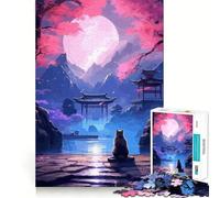 Puzzle da 1000 pezzi "Il Gatto della Notte di Luna" 38x52cm per adolescenti, gioco rompicapo per attività domestiche, taglio premium, articolo regalo di Babbo Natale