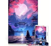 Puzzle da 1000 pezzi "Il Gatto della Notte di Luna" 38x52cm per adolescenti, gioco rompicapo per attività domestiche, taglio premium, articolo regalo di Babbo Natale