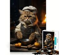 Puzzle da 1000 pezzi "Il gatto è un cuoco",decorazione con bordi ben definiti,gioco cognitivo,divertente e facile da usare,regalo di Natale (38x26cm)