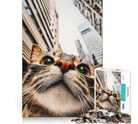 Puzzle da 1000 pezzi "Il gatto in città",decorazione con tagli precisi,gioco di logica e pensiero rilassante,regalo di Natale (38x26cm)