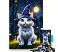 Puzzle da 1000 pezzi Il gatto mago al chiaro di luna - Gioco di logica e divertimento - Design a incastro perfetto riunioni di famiglia (38x26cm)