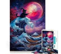 Puzzle da 1000 pezzi Il Gatto Mago e la Grande Onda - Gioco di logica e divertimento,senza spazi vuoti,design a incastro perfetto, riunioni di famiglia (50x75cm)
