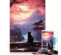 Puzzle da 1000 pezzi "Il Gatto nella Notte di Luna" 38x26cm per adolescenti, gioco intelligente e rilassante, assemblaggio di motivi, lista dei desideri di Babbo Natale
