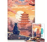 Puzzle da 1000 pezzi "Il Gatto nella Notte di Luna" 50x75cm per adolescenti, gioco intelligente e rilassante, ideale per l'assemblaggio e la lista dei desideri di Babbo Natale