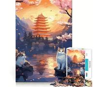 Puzzle da 1000 pezzi "Il Gatto nella Notte di Luna" 50x75cm per adulti, gioco rilassante e di qualità, ideale come regalo di compleanno