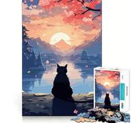 Puzzle da 1000 pezzi "Il Gatto nella Notte di Luna" 50x75cm per ragazzi, gioco di logica e divertimento rilassante con bordi lisci, idea regalo creativa
