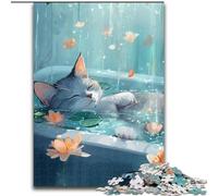 Puzzle da 1000 pezzi "Il gatto nella piscina" per adolescenti, per ammazzare il tempo durante le vacanze Ogni pezzo è unico Gioco divertente e stimolante per tutta la famiglia, 26x38cm