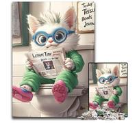 Puzzle da 1000 pezzi "Il gatto persiano va in bagno", puzzle impossibile per adulti, regalo perfetto per le feste, opera d'arte fai da te, 26X38CM/10,23x14,96 pollici.