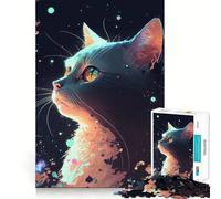 Puzzle da 1000 pezzi "Il gatto tra le stelle",decorazione con tagli precisi,gioco di logica e pensiero rilassante,regalo di Natale (38x26cm)