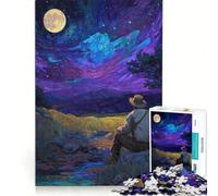 Puzzle da 1000 pezzi "Il guardiano notturno - Paesaggio" gioco rompicapo attività per famiglie con poster e foglio di curiosità abbinati 38x26cm