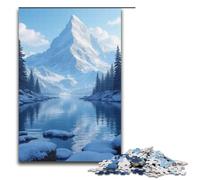 Puzzle da 1000 pezzi "Il lago blu riflette le montagne innevate" regali per adulti lista dei desideri di Natale con Babbo Natale per adolescenti dai 14 anni in su 1000 pezzi (38x26 cm).