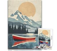 Puzzle da 1000 pezzi - Il lago di montagna, il tramonto, il viaggio, la calma, il divertimento, il tempo libero, il gioco di precisione, senza cuciture, dimensioni 50x75cm