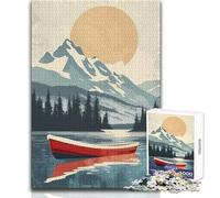 Puzzle da 1000 pezzi - Il lago di montagna, il tramonto, il viaggio, la calma, il divertimento, il tempo libero, il gioco di precisione, senza cuciture, dimensioni 38x52cm