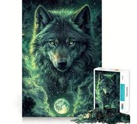 Puzzle da 1000 pezzi "Il Lupo e la Luna" per ragazzi, stimola la memoria, rilassante e divertente, con un design accattivante e una piacevole sorpresa 50x75cm