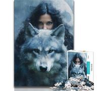 Puzzle da 1000 pezzi "Il lupo e la ragazza" per adulti e ragazzi, giocattolo educativo intellettuale decomprimente, regali di Babbo Natale segreto (38x26cm)