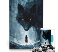 Puzzle da 1000 pezzi "Il lupo nero e la bambina", gioco rompicapo, decorazione per la casa, con pezzi di forma casuale completamente ad incastro 38x52cm
