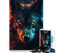 Puzzle da 1000 pezzi "Il Lupo Nero Scatenato" Gioco di precisione e divertente,stimola la mente,ideale per momenti di relax e come decorazione natalizia 50x75cm