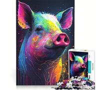 Puzzle da 1000 pezzi "Il maialino che strilla" gioco rompicapo decorazione per la casa con pezzi di forma casuale completamente ad incastro 38x26cm