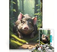 Puzzle da 1000 pezzi "Il maialino curioso nel bosco", gioco rompicapo, rilassante e stimolante per l'intelletto, regalo di compleanno, regalo 38x52cm