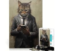 Puzzle da 1000 pezzi "Il moderno gatto dipendente" per adolescenti stimola la memoria, rilassante e divertente, con bordi precisi, un regalo pensato con cura 38x52cm