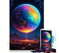 Puzzle da 1000 pezzi "Il Pianeta Arcobaleno Terra" per adolescenti, gioco intelligente e rilassante, con schema di montaggio e lista dei desideri di Babbo Natale 38x26cm