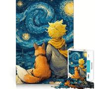 Puzzle da 1000 pezzi "Il Piccolo Principe e la Volpe che osservano le stelle" per ragazzi, gioco intelligente e rilassante, con schema di assemblaggio e lista dei desideri di Babbo Natale 38x52cm