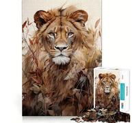 Puzzle da 1000 pezzi "Il Re Leone d'Oro" per adolescenti, stimola la memoria, rilassante e divertente, con un design accattivante e una piacevole sorpresa 38x26cm