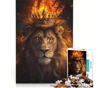 Puzzle da 1000 pezzi "Il Re Leone infuocato", gioco per tutta la famiglia, regalo di compleanno, con poster e foglio di curiosità abbinati 38x52cm