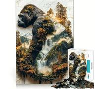 Puzzle da 1000 pezzi "Il Regno Verde del Gorilla" per adolescenti, gioco intelligente e rilassante, con schema di montaggio, ideale per la lista dei desideri di Babbo Natale 50x75cm