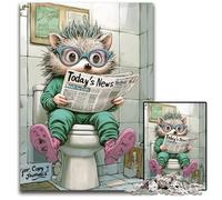 Puzzle da 1000 pezzi "Il riccio va in bagno", puzzle in legno per adulti, rompicapo educativo, decorazione artistica per casa e ufficio, età 14+, 50x75CM/19,68x29,52 pollici.