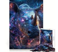 Puzzle da 1000 pezzi "Il Rinoceronte Cosmico" per adolescenti, gioco di logica e divertimento rilassante con bordi lisci, idea regalo creativa 38x52cm