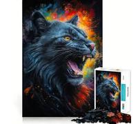 Puzzle da 1000 pezzi "Il ruggito del gatto nero" per adolescenti, gioco intelligente e rilassante, con schema di montaggio e lista dei desideri di Babbo Natale 38x52cm