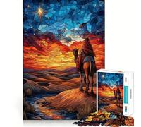 Puzzle da 1000 pezzi "Il saggio sul cammello" con effetto vetrata,ideale per stimolare la concentrazione,con tecnologia di taglio laser avanzata e perfetto per i viaggi (50x75cm) Regalo perfetto