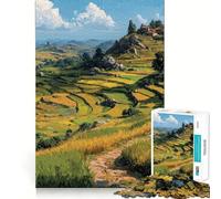 Puzzle da 1000 pezzi "Il sentiero per il villaggio sulla collina" per ragazzi, gioco di puzzle che sfida la mente, passatempo rilassante, taglio preciso, regalo delizioso 50x75cm