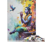 Puzzle da 1000 pezzi "Il Signore Krishna che suona il flauto", per adulti, difficoltà alta, gioco rilassante, giocattolo, regalo di Halloween (75x50 cm)