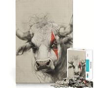 Puzzle da 1000 pezzi "Il Toro" per adolescenti, gioco intelligente e rilassante, con schema di montaggio e lista dei desideri di Babbo Natale 50x75cm