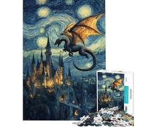 Puzzle da 1000 pezzi "Il volo del drago sopra il castello" Gioco educativo e stimolante per tutta la famiglia ideale per migliorare la memoria e come regalo (dimensioni 75x50cm)