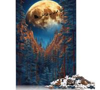 Puzzle da 1000 pezzi "Il volo di Babbo Natale attraverso la foresta" per adulti e adolescenti, giocattoli educativi di carta per l'apprendimento, 1000 pezzi (38x26 cm)