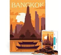 Puzzle da 1000 pezzi Illustrazione dello skyline di Bangkok al tramonto Taglio preciso Divertente gioco di logica Divertimento assicurato Tempo lento Decorazione natalizia per la casa (50x75cm)