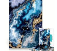Puzzle da 1000 pezzi in agata blu e oro con bordi perfetti,gioco di allenamento mentale,divertimento a ritmo lento,regalo di compleanno 50x75cm