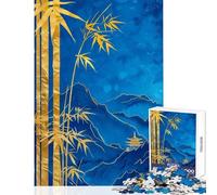 Puzzle da 1000 pezzi in bambù blu reale,giocattoli antistress,ottimo regalo per giochi impossibili,allena il tuo cervello e le tue mani,dimensioni 50x75cm