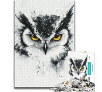 Puzzle da 1000 pezzi in bianco e nero raffigurante un gufo per adulti ideale come regalo per tutta la famiglia dai 14 anni in su (26x38cm)