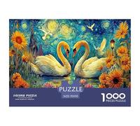 Puzzle da 1000 pezzi in carta riciclata "Cigni nella notte stellata" per adulti e bambini - Cigni (girasoli) Divertente regalo e attività per la casa Ottima idea regalo 70x50 cm/1000 pezzi